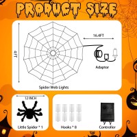 Eambrite Halloween Spider Web Lights With 84Led Orangepurple Lights Light Up Cobweb With Black Spider Halloween Decorations F