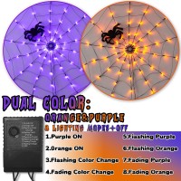 Eambrite Halloween Spider Web Lights With 84Led Orangepurple Lights Light Up Cobweb With Black Spider Halloween Decorations F