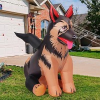 Comin 4 Ft Inflatables German Shepherd Dog With Bat Wing Outdoor Blow Up Decorations With Builtin Leds For Thanksgiving Christm