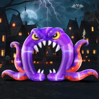 Domkom Halloween Inflatable Blow Up Decorations  16Ft Long 8Ft Tall Purple Monster Octopus Archway  Built-In Leds For Holiday Party  Garden  Lawn  Yard  Patio D?Cor