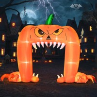 Domkom Halloween Inflatable Blow Up Decorations  12Ft Long 9Ft Tall Spooky Pumpkin Archway  Built-In Leds For Holiday Party  Garden  Lawn  Yard  Patio D?Cor