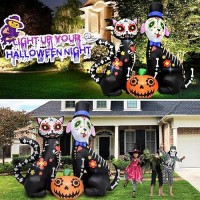 Rocinha 8Ft Halloween Inflatables Pumpkin Sugar Skull Guitar Day Of The Dead Inflatable Outdoor Decorations Dia De Los Muertos Decorations With Led Lights Halloween Blow Up Yard Decorations