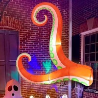 Goosh 5.5 Ft Halloween Inflatables Octopus Outdoor Decorations Blow Up Yard With Octopus Tentacles Built-In Leds For Window Car Outdoor Party Decor