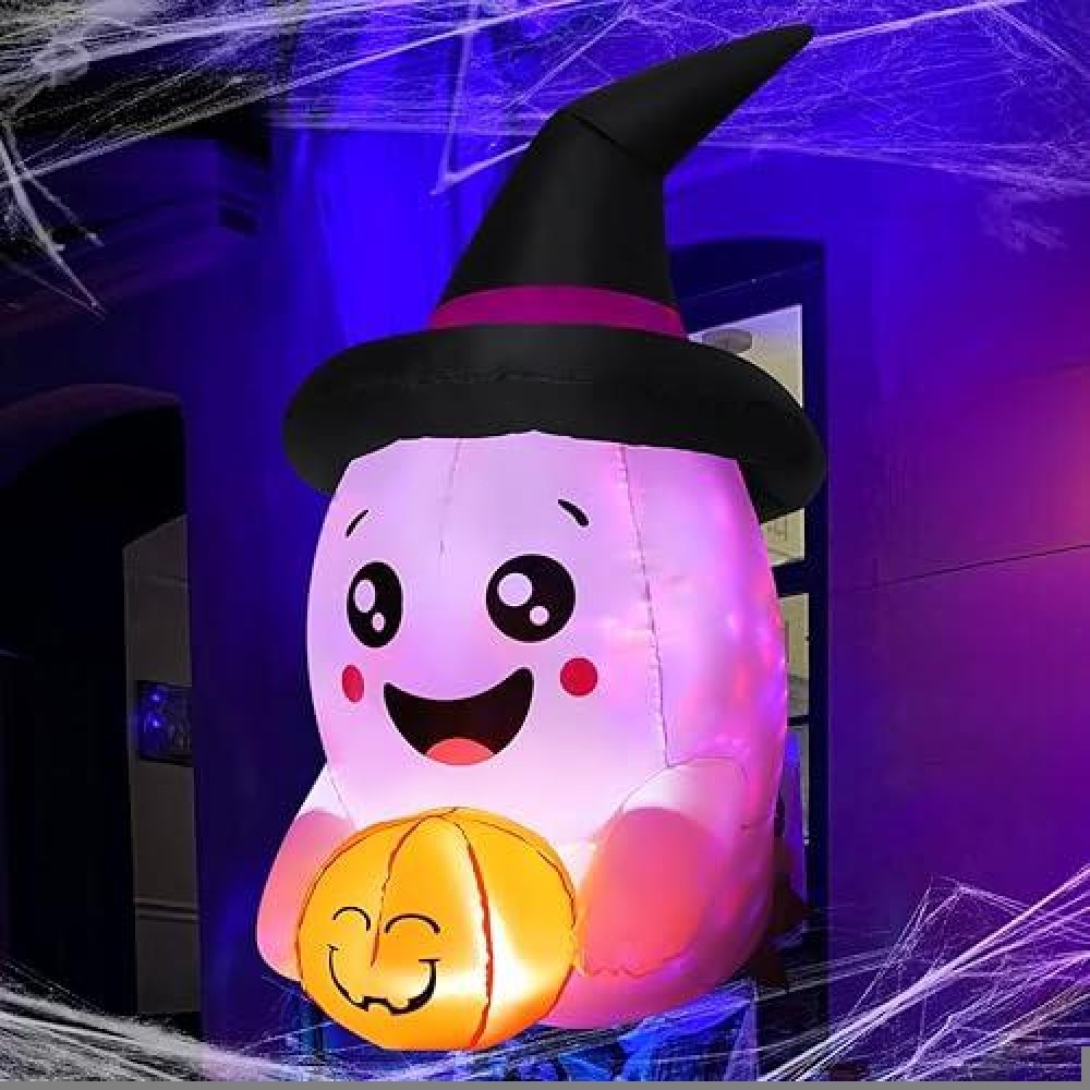 Comin 3.6 Ft Halloween Inflatables Window Ghost Built-In Led Inflatable Outdoor Decorations Blow Up Ghost For Halloween Party Yard Lawn