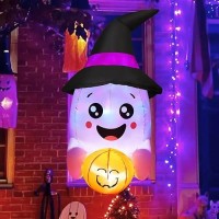 Comin 3.6 Ft Halloween Inflatables Window Ghost Built-In Led Inflatable Outdoor Decorations Blow Up Ghost For Halloween Party Yard Lawn