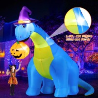 Comin Halloween Inflatables Outdoor Decorations 10 Ft Tall Dinosaurs Eating Pumpkin With Shake Head Blow Up Yard Decoration With