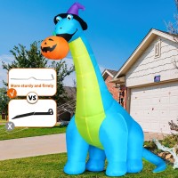 Comin Halloween Inflatables Outdoor Decorations 10 Ft Tall Dinosaurs Eating Pumpkin With Shake Head Blow Up Yard Decoration With