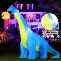 Comin Halloween Inflatables Outdoor Decorations 10 Ft Tall Dinosaurs Eating Pumpkin Blow Up Yard Decoration With Builtin Led Fo