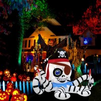 Shdejtg 6 Ft Black And White Octopus Halloween Outdoor Inflatable Decoration Creepy Skeleton Zombie With Led Lights Holiday I