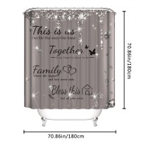 Juwute 4Pcs Family Shower Curtain Sets With Nonslip Rugs Toilet Lid Cover And Bath Mat Grey Glitter Diamond Home Bathroom Deco