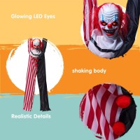 Joyin Halloween Hanging Scary Clown Decorations With Chain 65 Sound Activated Led Lights Halloween Animatronics Yard Decorati