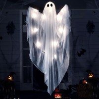 Joyin Halloween Hanging Light Up Ghost With Spooky White Led Light 47 White Hanging Ghosts Halloween Hanging Decoration For