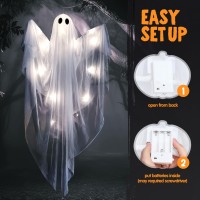 Joyin Halloween Hanging Light Up Ghost With Spooky White Led Light 47 White Hanging Ghosts Halloween Hanging Decoration For