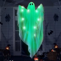 Joyin Halloween Hanging Light Up Ghost With Spooky Green Led Light 47 White Hanging Ghosts Halloween Hanging Decoration For