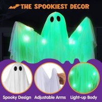 Joyin Halloween Hanging Light Up Ghost With Spooky Green Led Light 47 White Hanging Ghosts Halloween Hanging Decoration For