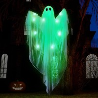 Joyin Halloween Hanging Light Up Ghost With Spooky Green Led Light 47 White Hanging Ghosts Halloween Hanging Decoration For