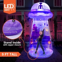 Joiedomi Halloween Inflatable Ufo Decoration 9 Ft Tall Giant Halloween Blow Ups Ufo Halloween Decorations With Builtin Leds Fo