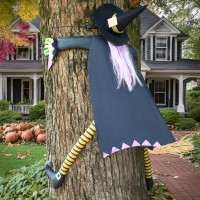 Joyin 60 Halloween Crashing Witch Decorations Outdoor With Pink Hair Halloween Crashing Witch Into Tree Decoration For Indoor