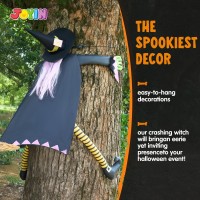 Joyin 60 Halloween Crashing Witch Decorations Outdoor With Pink Hair Halloween Crashing Witch Into Tree Decoration For Indoor