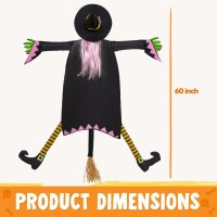 Joyin 60 Halloween Crashing Witch Decorations Outdoor With Pink Hair Halloween Crashing Witch Into Tree Decoration For Indoor