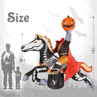 Wbhome 9 Ft Halloween Inflatable Headless Horseman Outdoor Decorations Day Of The Dead Blow Up Yard Decor With Builtin Led Lig