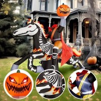 Wbhome 9 Ft Halloween Inflatable Headless Horseman Outdoor Decorations Day Of The Dead Blow Up Yard Decor With Builtin Led Lig