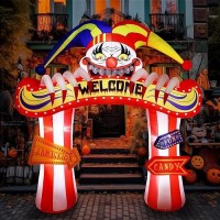 Wbhome 10 Ft Halloween Inflatable Clowns Arched Door Outdoor Decorations Day Of The Dead Blow Up Yard Decor With Builtin Led L