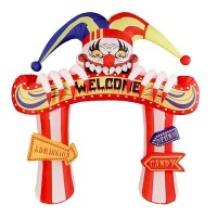 Wbhome 10 Ft Halloween Inflatable Clowns Arched Door Outdoor Decorations Day Of The Dead Blow Up Yard Decor With Builtin Led L