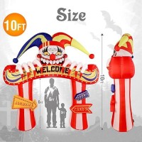 Wbhome 10 Ft Halloween Inflatable Clowns Arched Door Outdoor Decorations Day Of The Dead Blow Up Yard Decor With Builtin Led L