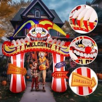 Wbhome 10 Ft Halloween Inflatable Clowns Arched Door Outdoor Decorations Day Of The Dead Blow Up Yard Decor With Builtin Led L