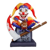 Wbhome 6 Ft Halloween Inflatable Clowns Scythe Tombstone Outdoor Decorations Day Of The Dead Blow Up Yard Decor With Builtin L