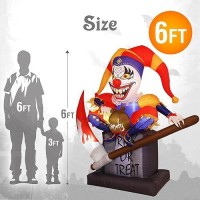 Wbhome 6 Ft Halloween Inflatable Clowns Scythe Tombstone Outdoor Decorations Day Of The Dead Blow Up Yard Decor With Builtin L