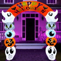 Joiedomi 8 Ft Halloween Inflatables Outdoor Decoration Halloween Archway Halloween Blow Up For Yard With Buildin Leds Hallowe