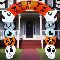 Joiedomi 8 Ft Halloween Inflatables Outdoor Decoration Halloween Archway Halloween Blow Up For Yard With Buildin Leds Hallowe