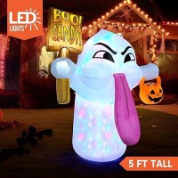 Joiedomi 5 Ft Halloween Inflatables Outdoor Decorations  Blow Up Halloween Yard Decorations With Colorful Leds  Blow Up Ghost Decor With Pumpkin Basket For Halloween Decor  Cute Halloween Decorations