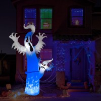 Toodour 8 Ft Halloween Inflatables Outdoor Decorations Ghost Blow Up Yard Decorations For Halloween Party Builtin Blue Led D