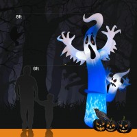 Toodour 8 Ft Halloween Inflatables Outdoor Decorations Ghost Blow Up Yard Decorations For Halloween Party Builtin Blue Led D