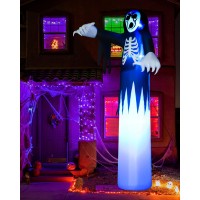 Toodour 12Ft Halloween Inflatables Outdoor Decorations Ghost Blow Up Yard Decorations For Halloween Party Builtin Blue Led L