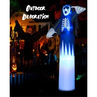 Toodour 12Ft Halloween Inflatables Outdoor Decorations Ghost Blow Up Yard Decorations For Halloween Party Builtin Blue Led L