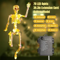 2 Pack 24 Inches Halloween Skeleton Led Light Up Posenstay Halloween Skeleton Full Body Posable Movable Jonints For Halloween