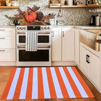 Cainanel Fall Outdoor Rug Orange And White Striepd Rug Front Door Mat Halloween Thanksgiving Fall Autumn Home Decor Layerd Welc