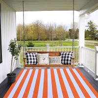 Cainanel Fall Outdoor Rug Orange And White Striepd Rug Front Door Mat Halloween Thanksgiving Fall Autumn Home Decor Layerd Welc