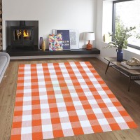 Fall Outdoor Rug Orange Buffalo Plaid Outdoor Rug Cotton Handwoven Buffalo Check Rug Layered Doormats For Front Doorfront Porc