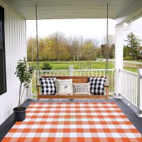 Fall Outdoor Rug Orange Buffalo Plaid Outdoor Rug Cotton Handwoven Buffalo Check Rug Layered Doormats For Front Doorfront Porc