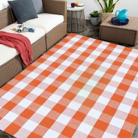 Fall Outdoor Rug Orange Buffalo Plaid Outdoor Rug Cotton Handwoven Buffalo Check Rug Layered Doormats For Front Doorfront Porc