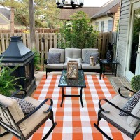 Fall Outdoor Rug Orange Buffalo Plaid Outdoor Rug Cotton Handwoven Buffalo Check Rug Layered Doormats For Front Doorfront Porc