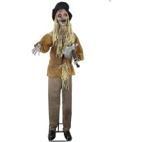 Haunted Hill Farm Lifesize Animatronic Scary Haunted Scarecrow With Touch Activated Lights And Sound Batteryoperated Indoor Or