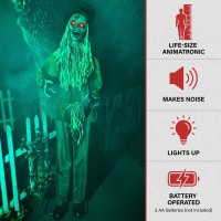 Haunted Hill Farm Lifesize Animatronic Scary Haunted Scarecrow With Touch Activated Lights And Sound Batteryoperated Indoor Or