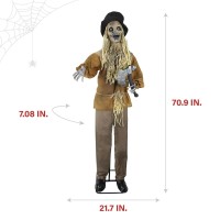 Haunted Hill Farm Lifesize Animatronic Scary Haunted Scarecrow With Touch Activated Lights And Sound Batteryoperated Indoor Or