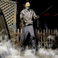 Haunted Hill Farm Motionactivated 6Ft Tall Guard Zombie Plugin Scare Prop Animatronic With Spooky Sound Effects And Lights